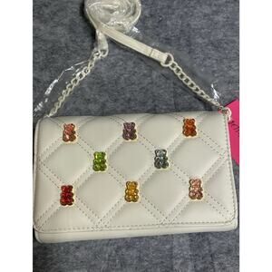 Betsey Johnson Handbag‎ Womens Ivory Gems Gummy Bears Crossbody Purse Bag B